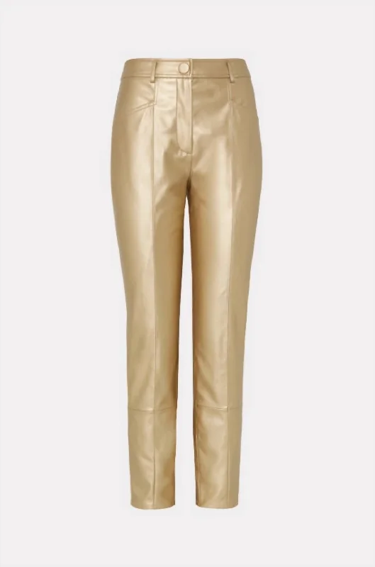 Rue Faux Leather Pants In Gold