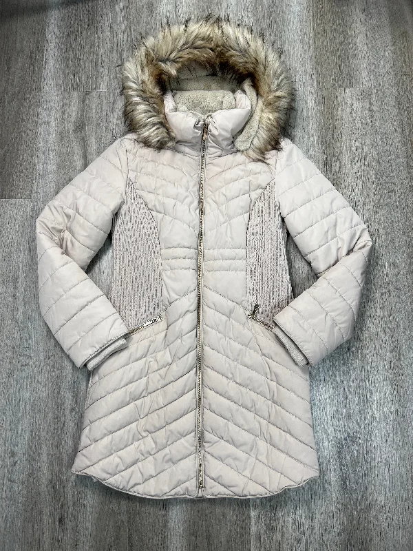 Coat Puffer & Quilted By Donna Karan In Beige, Size: M