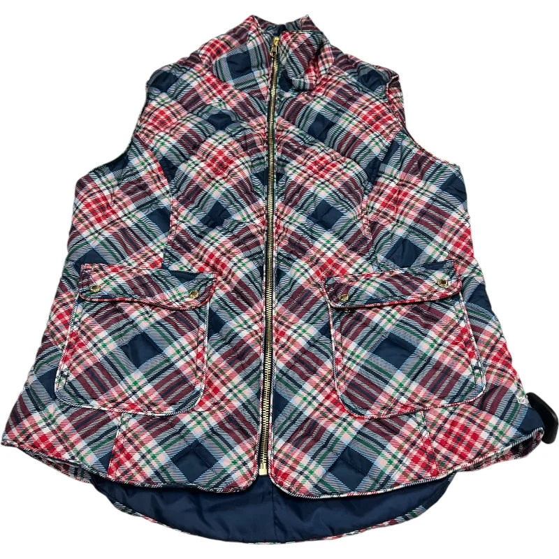 Vest Puffer & Quilted By Crown And Ivy In Plaid Pattern, Size: L